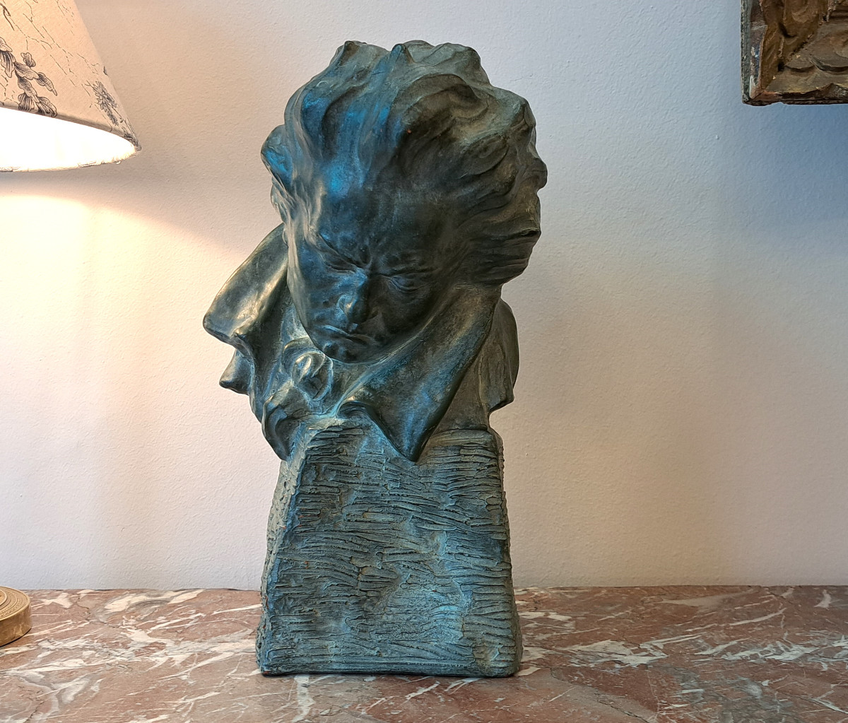 Buste de Beethoven en terre cuite