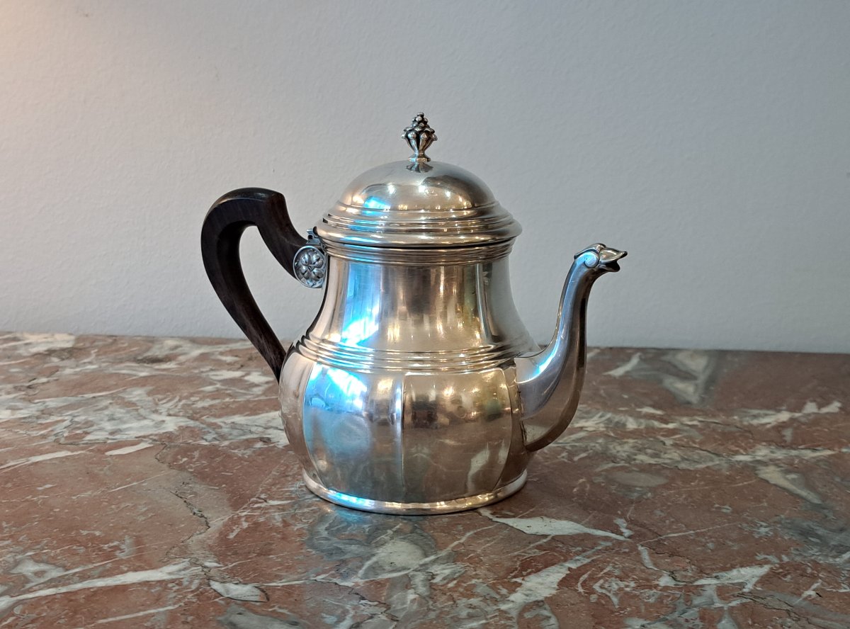 Théière égoïste en argent massif XIXème-photo-1