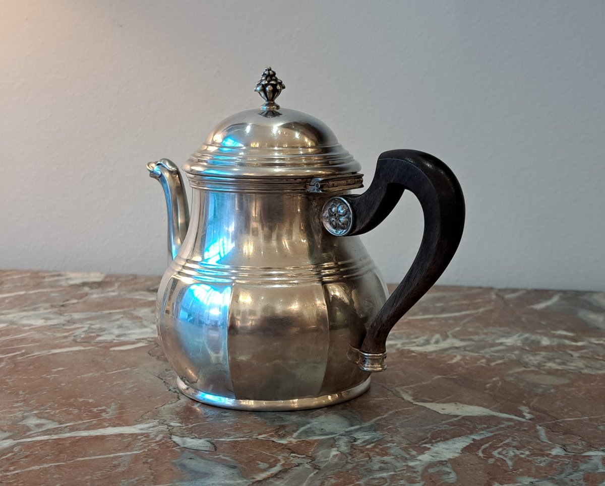 Théière égoïste en argent massif XIXème-photo-2