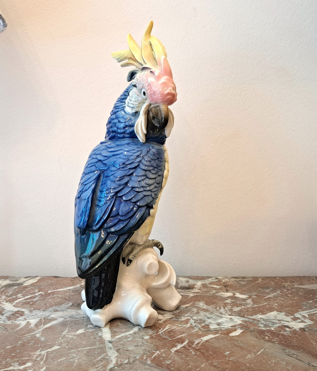 Karl Ens German Porcelain Blue Parrot, 27 Cm