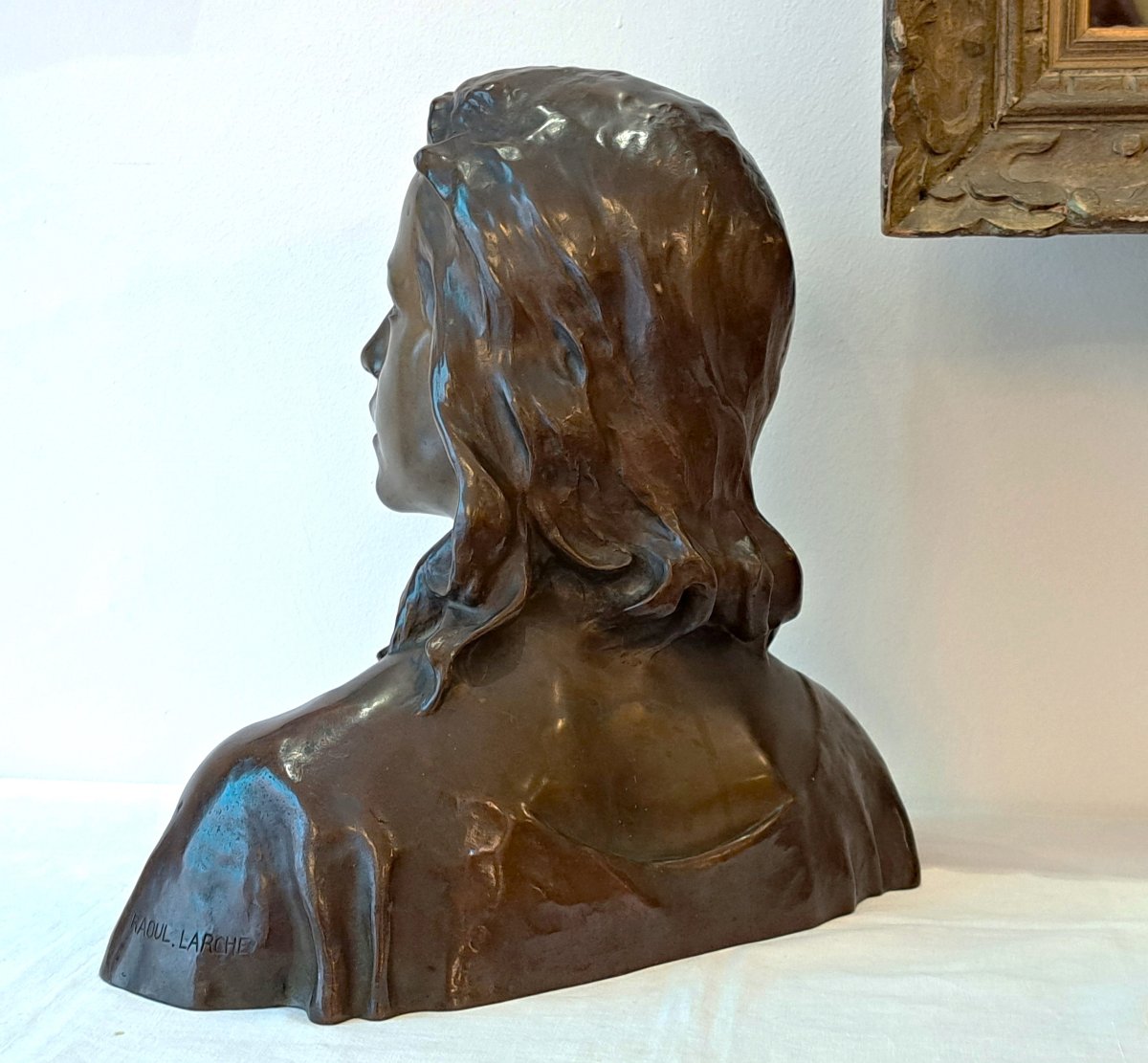 Raoul Larche – Buste bronze Jésus enfant-photo-3