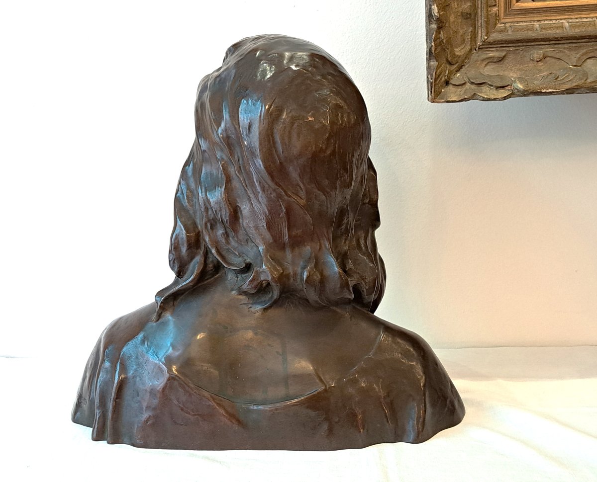 Raoul Larche – Buste bronze Jésus enfant-photo-4
