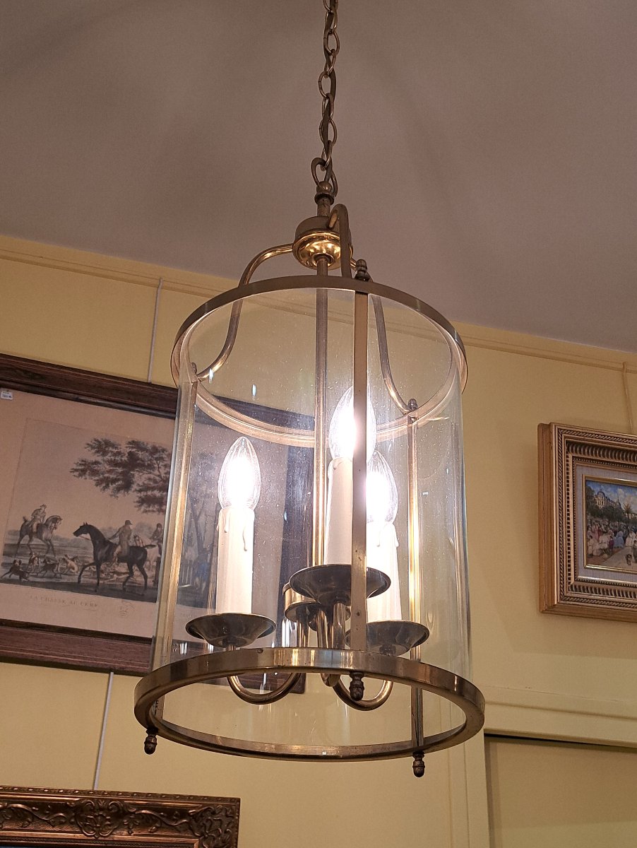 3-light Hall Lantern In Gilded Brass - Diameter 25 Cm-photo-3