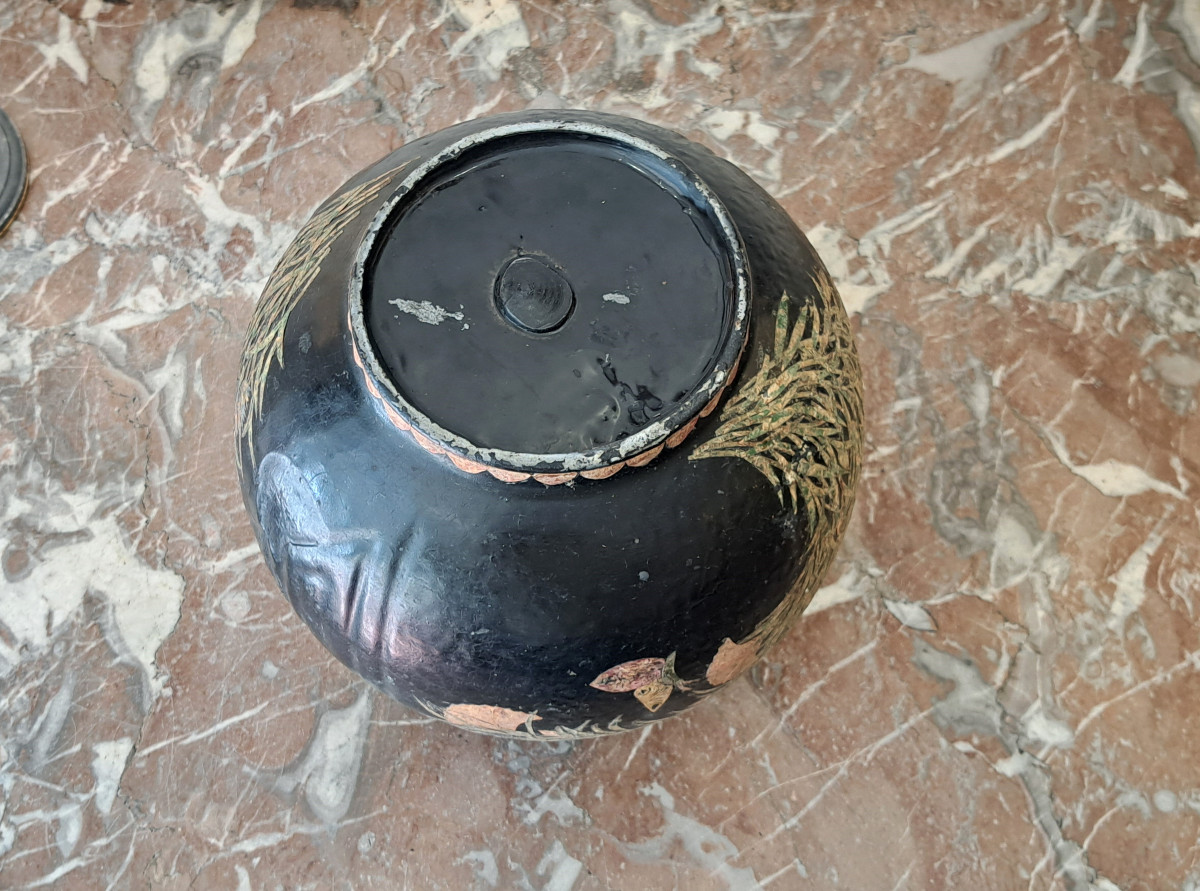 Cache-pot boule en fonte Art déco-photo-1