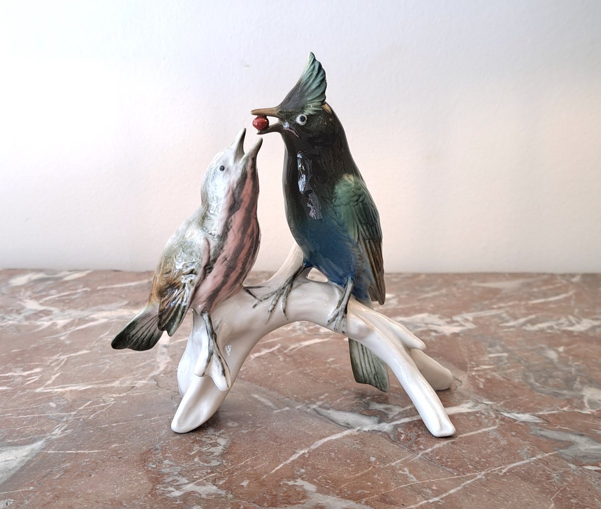 Oiseau et son petit en porcelaine allemande Karl Ens-photo-2