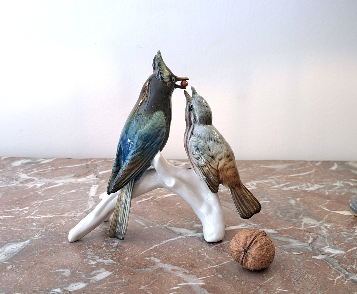 Oiseau et son petit en porcelaine allemande Karl Ens-photo-3