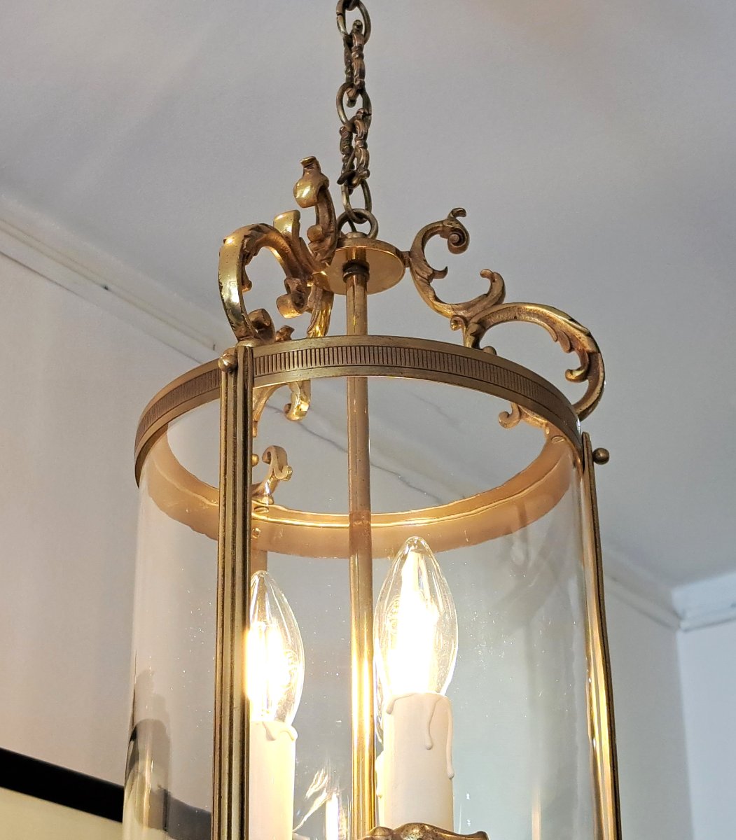 Lanterne 3 feux en bronze doré – Diamètre 20 cm-photo-1