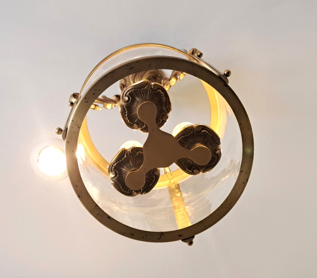 Lanterne 3 feux en bronze doré – Diamètre 20 cm-photo-3