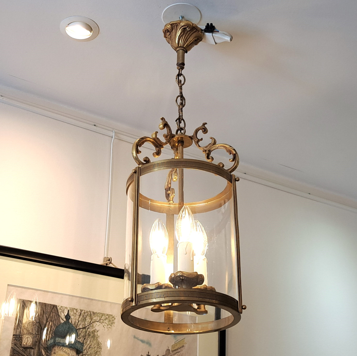 Lanterne 3 feux en bronze doré – Diamètre 20 cm