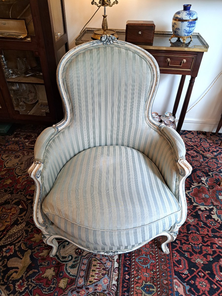 Pair Of Painted Wood Bergères In The Louis XV Style-photo-8