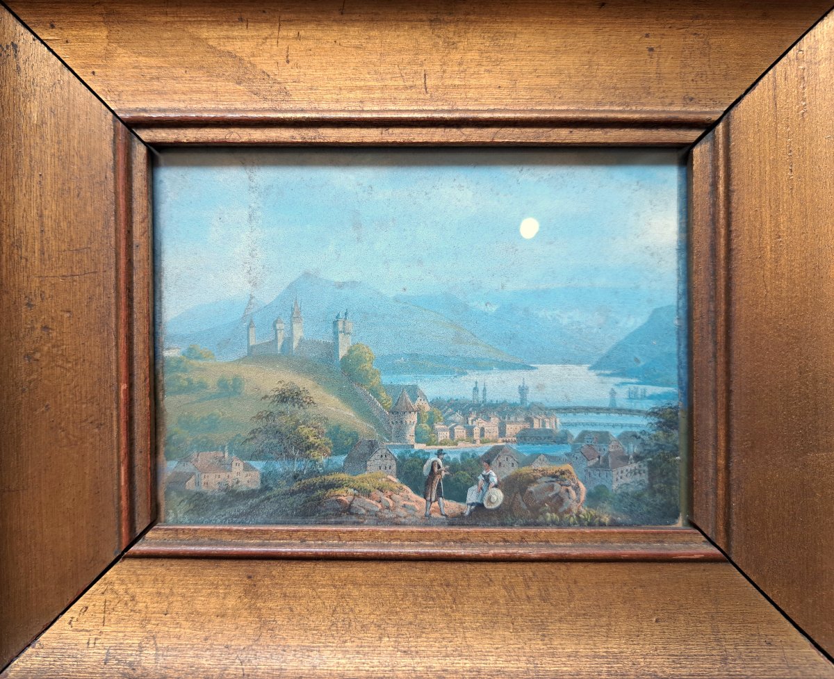 Paysage montagneux XIXème au pastel-photo-2