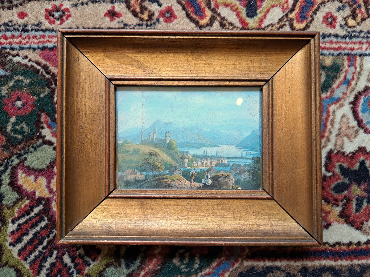 Paysage montagneux XIXème au pastel
