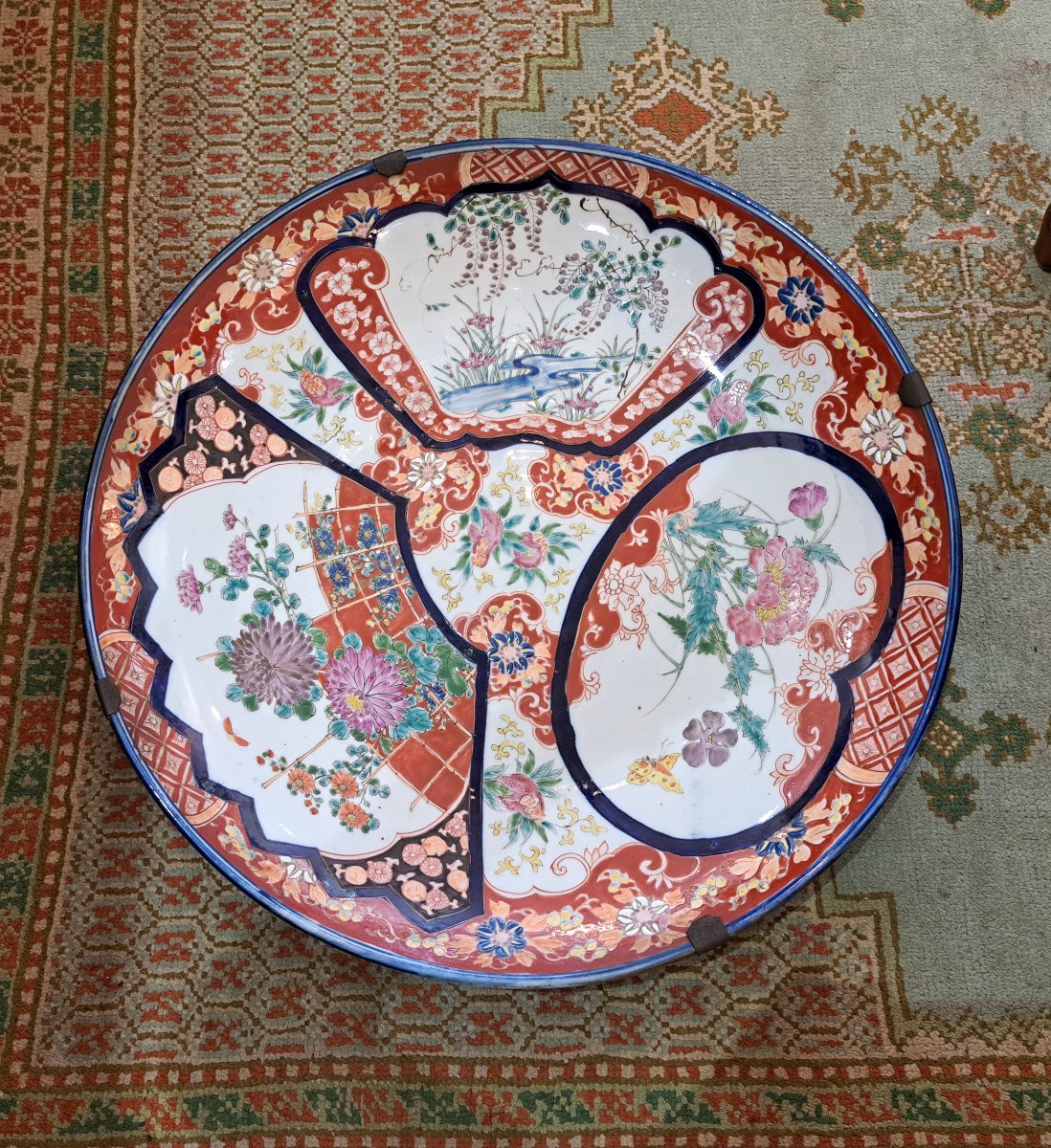 Large Imari Porcelain Dish, Japan, 19th Century; Diameter 50 Cm-photo-2