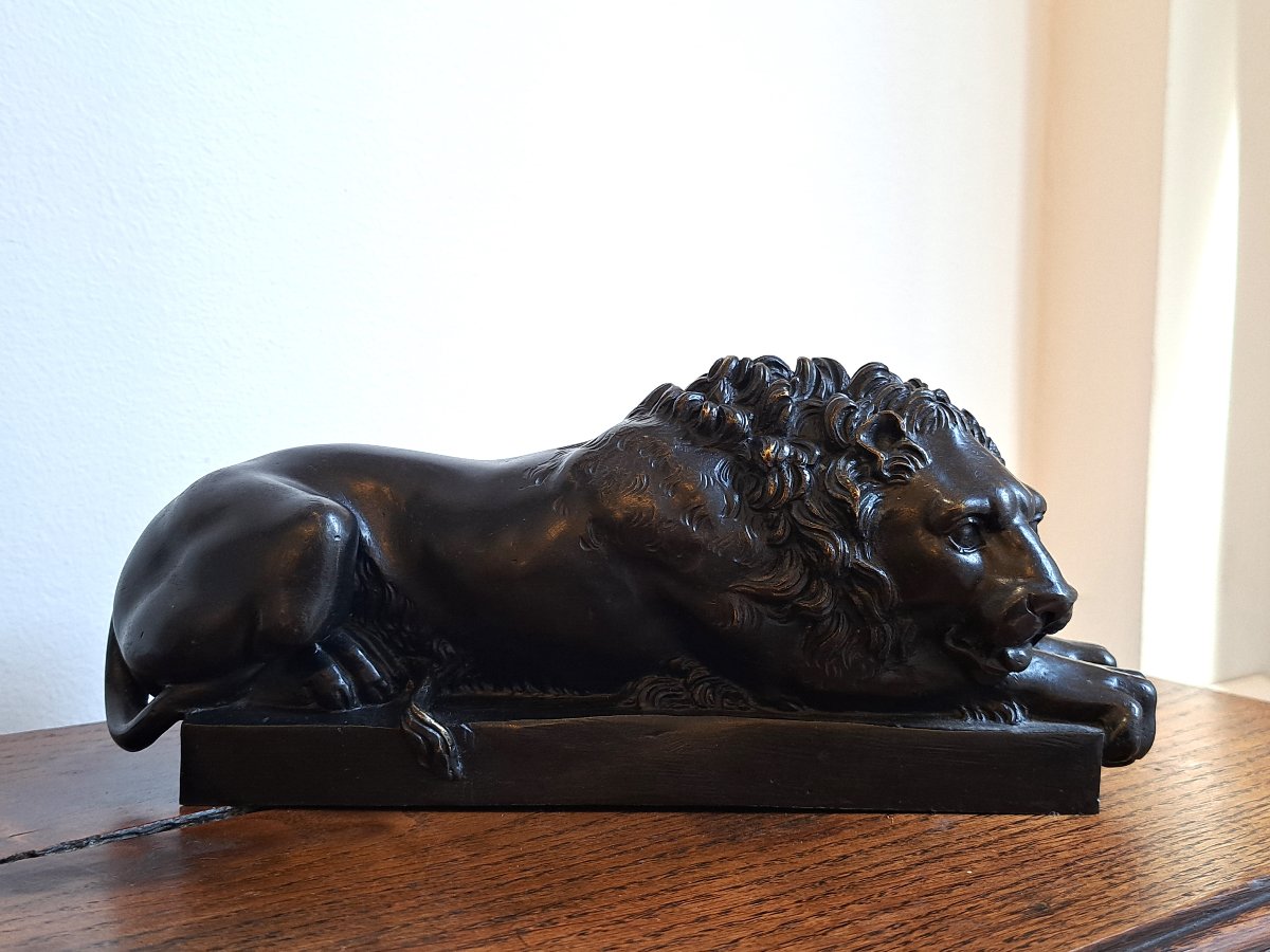 Lion couché en bronze d’après Antonio Canova-photo-3