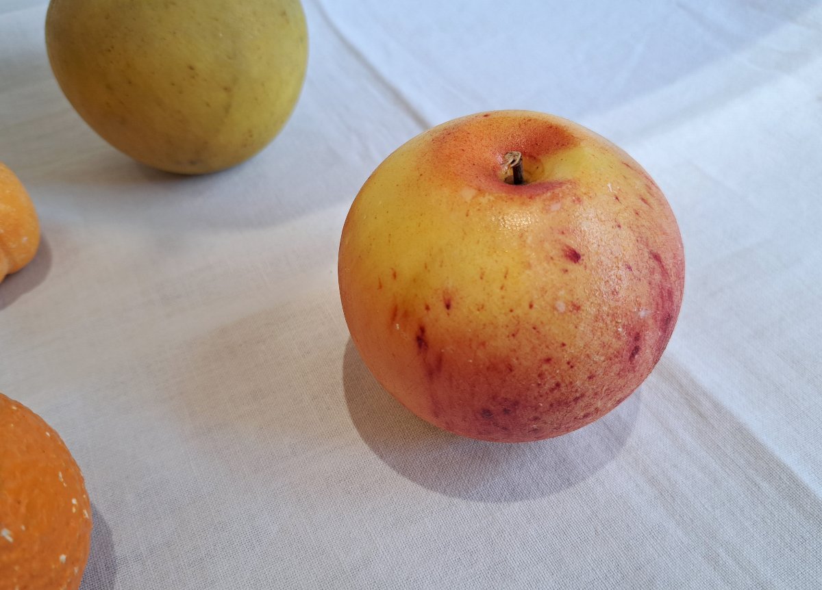 Série de 7 fruits en marbre peint-photo-2