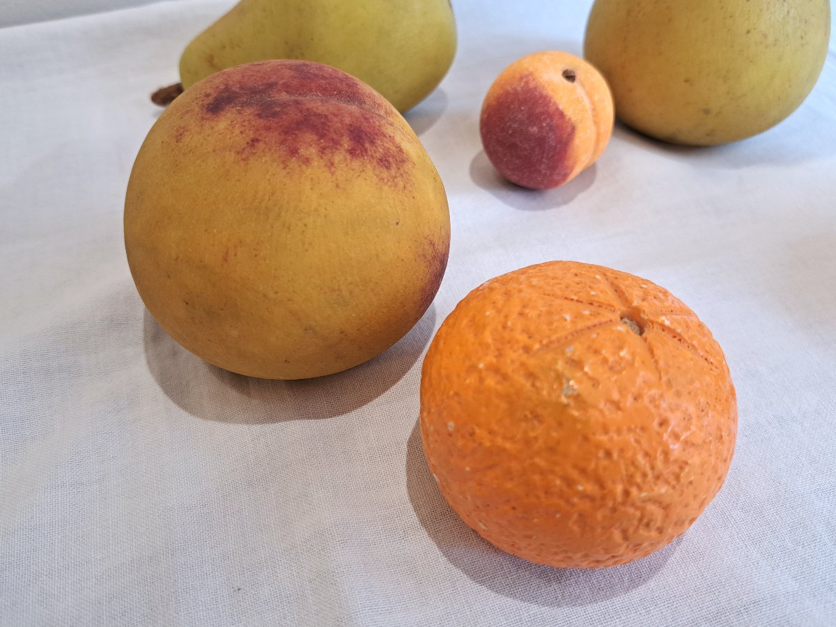 Série de 7 fruits en marbre peint-photo-4