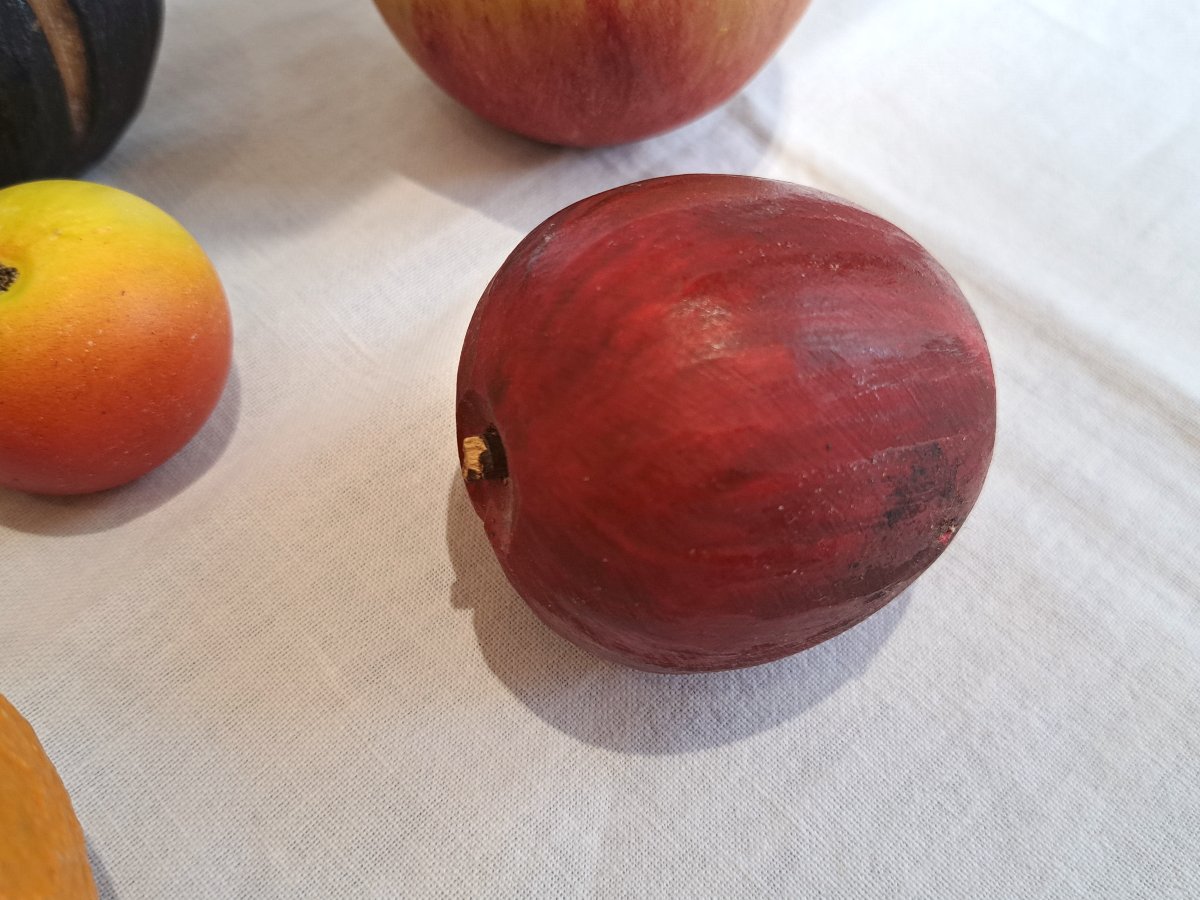 Série de 7 fruits en marbre peint-photo-1