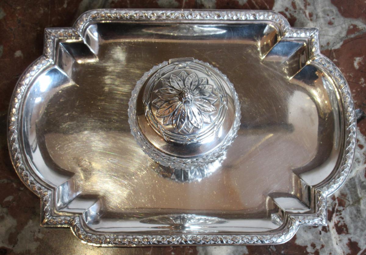 Inkwell In Silver And Crystal Napoleon III-photo-3