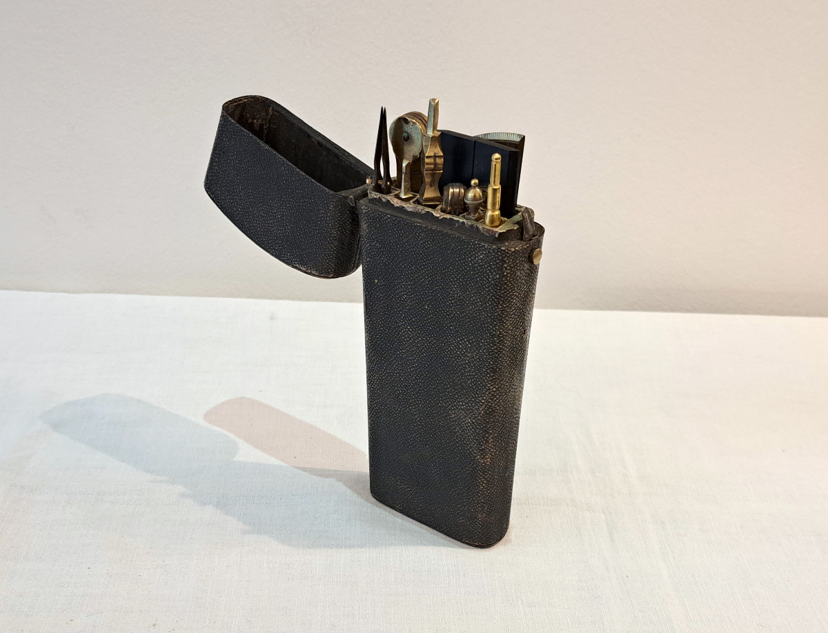 Nécessaire Trousse D’architecte Dans Son étui En Galuchat Début XIXème-photo-2