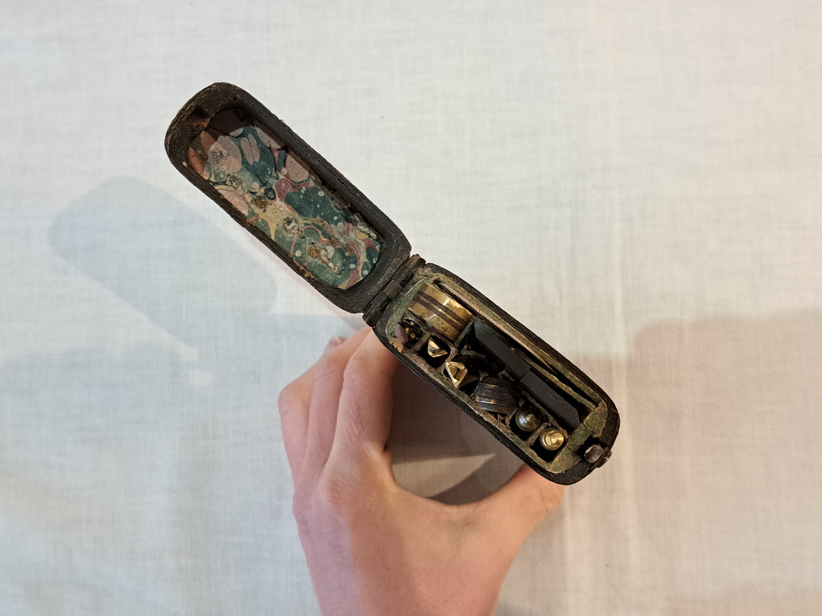 Nécessaire Trousse D’architecte Dans Son étui En Galuchat Début XIXème-photo-3