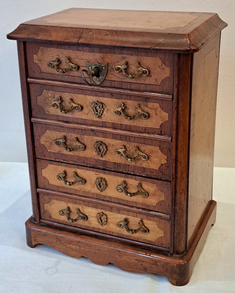 19th Century Secretary Desk Chiffonnier Miniature Piece Of Furniture Jewellery Box Perfume Cellar-photo-2