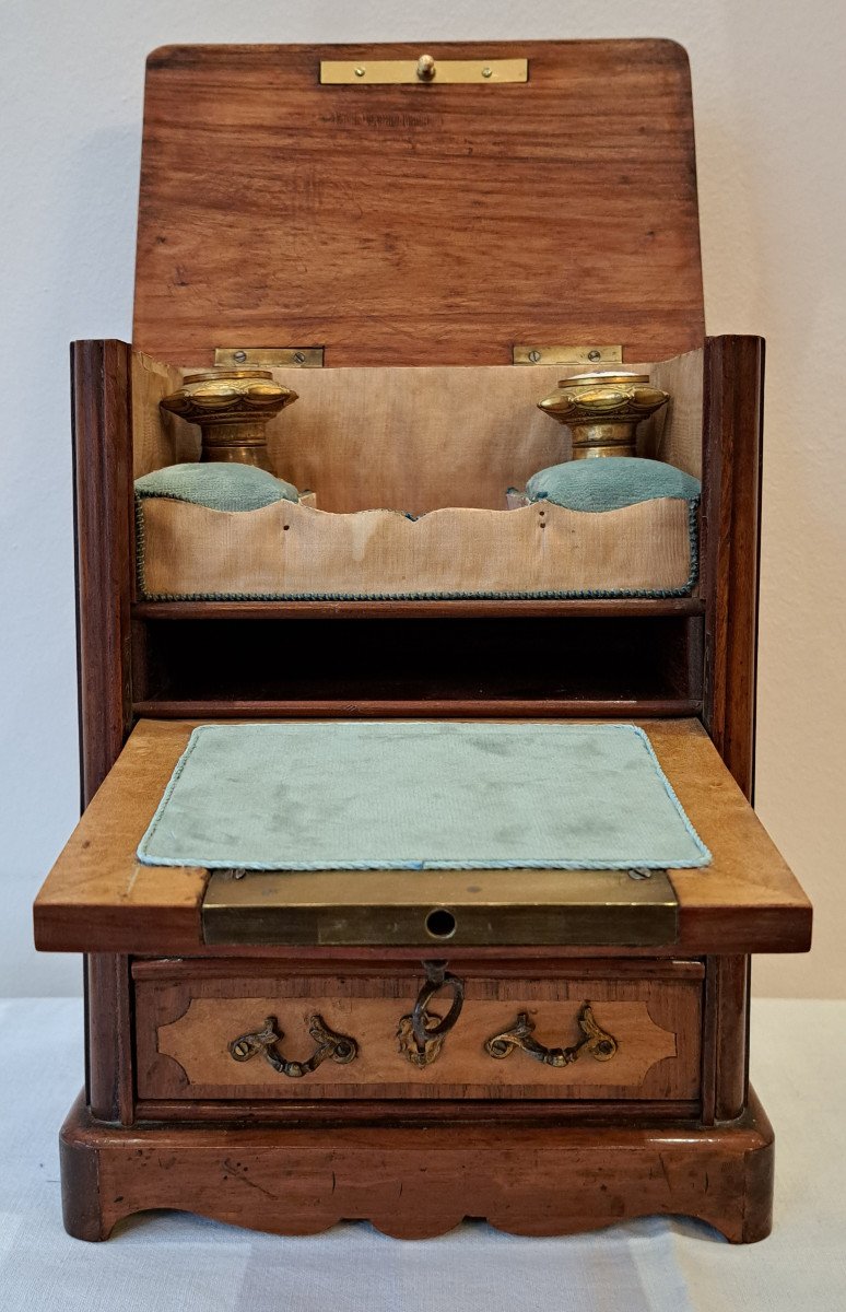 19th Century Secretary Desk Chiffonnier Miniature Piece Of Furniture Jewellery Box Perfume Cellar-photo-5