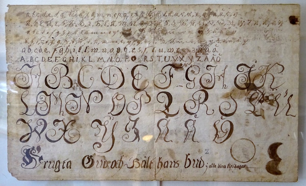 Abécédaire Calligraphie Suède d'époque XVIIIème-photo-2