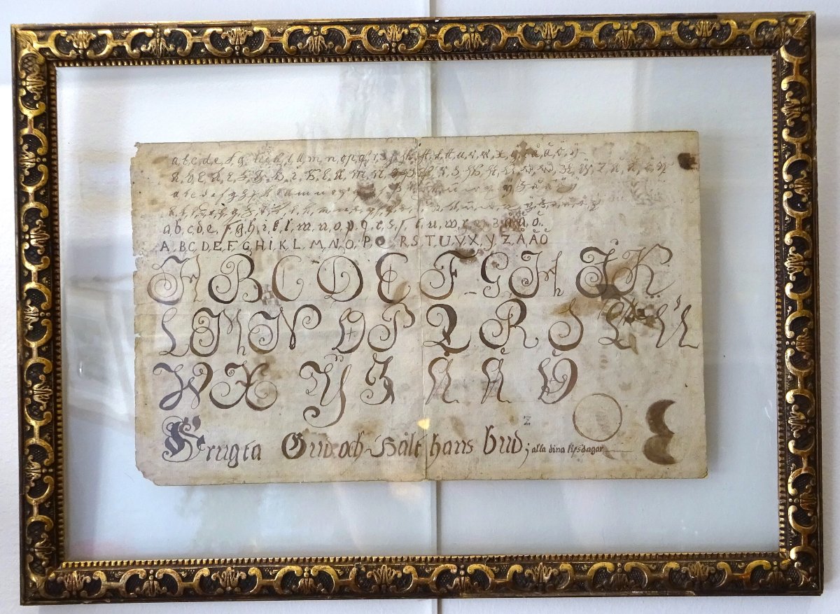 Abécédaire Calligraphie Suède d'époque XVIIIème