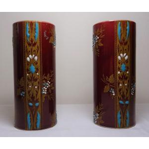 Pair Of Gien Earthenware Vases