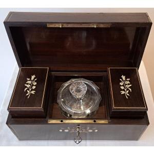 19th Century Rosewood And Marquetry Tea Box