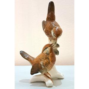 Couple Of Wrens In German Porcelain Karl Ens