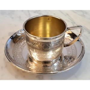 Coffee Cup In Sterling Silver And Vermeil