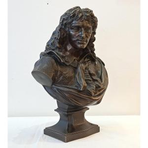 After Désiré Pierre Louis Marie – Bronze Bust Of Molière