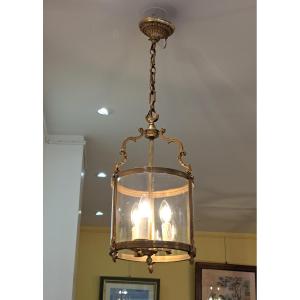 Three-light Lantern In Gilded Bronze – Diameter 25 Cm