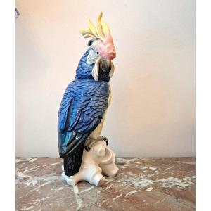 Perroquet bleu en porcelaine allemande Karl Ens 27 cm