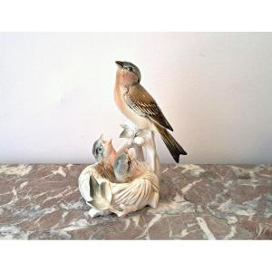 Karl Ens German Porcelain Finch And Nest