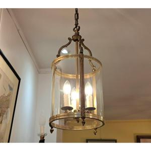 3-light Bronze And Gold-plated Brass Entryway Lantern – Diameter 25 Cm