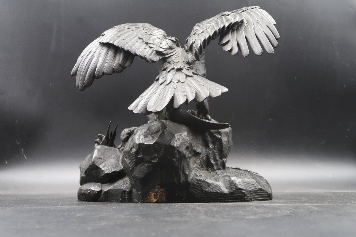 Barye  sculpture Bronze Aigle  Héron Barbedienne. -photo-1