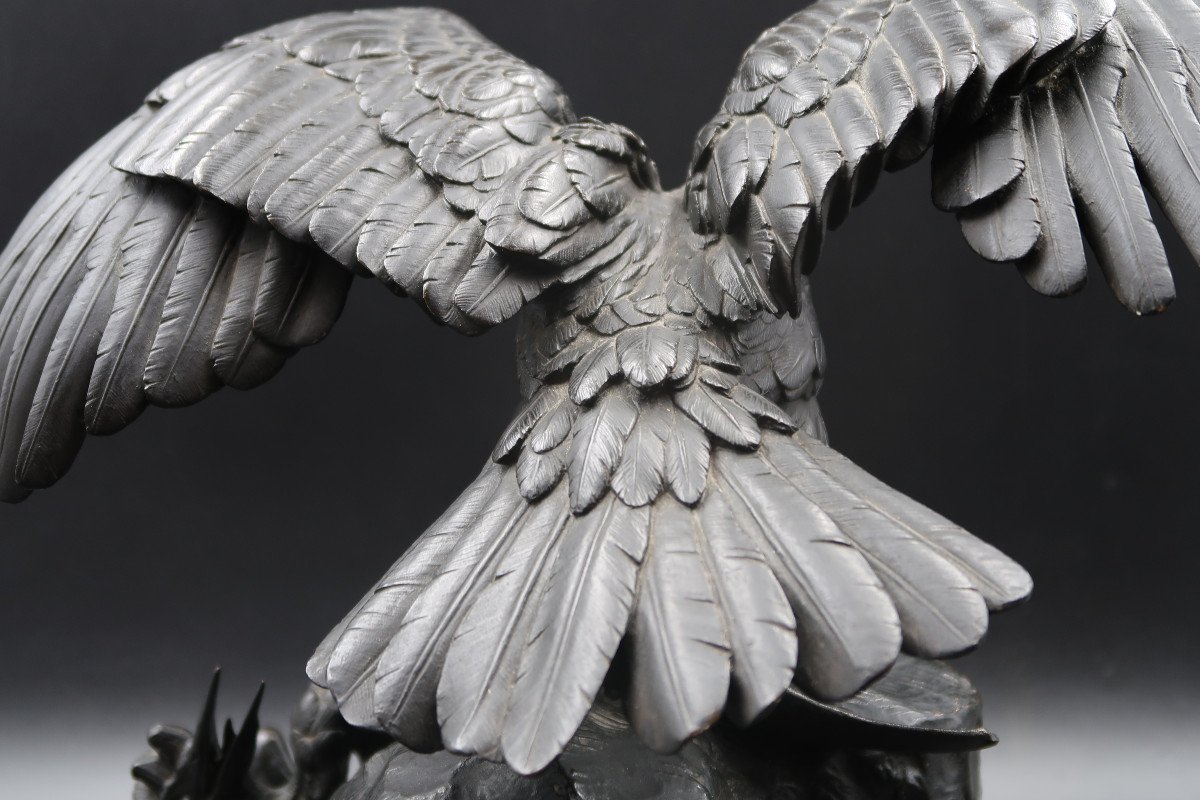 Barye  sculpture Bronze Aigle  Héron Barbedienne. -photo-2