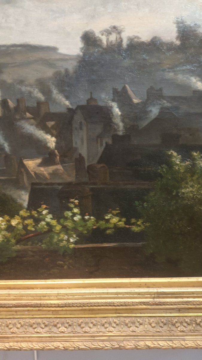 Landscape Painting Roofs And Chimneys-photo-3