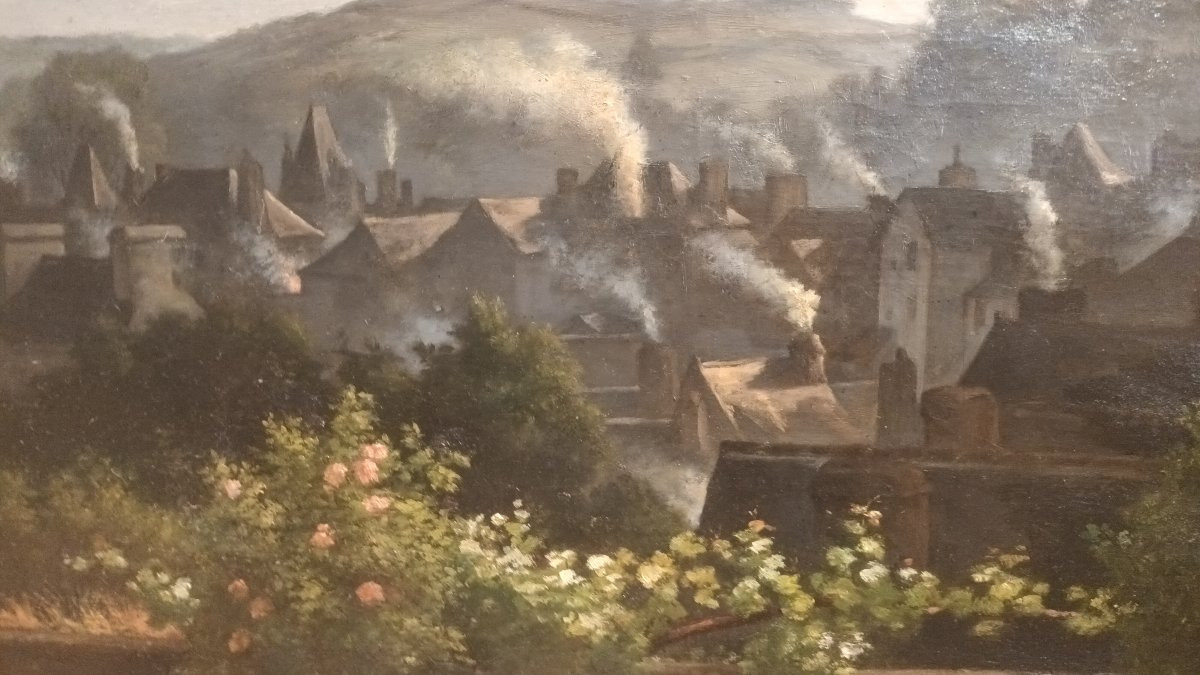 Landscape Painting Roofs And Chimneys-photo-4