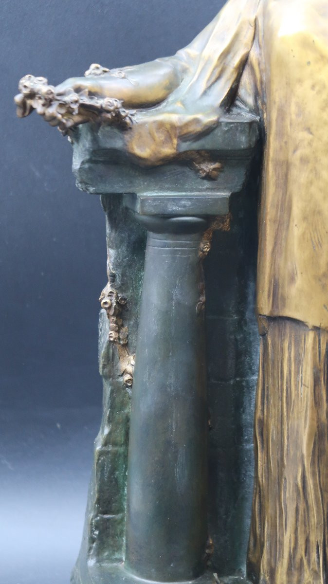 sculpture bronze  femme drapé à l'antique Emile Guillaume "reconnaissance"-photo-3