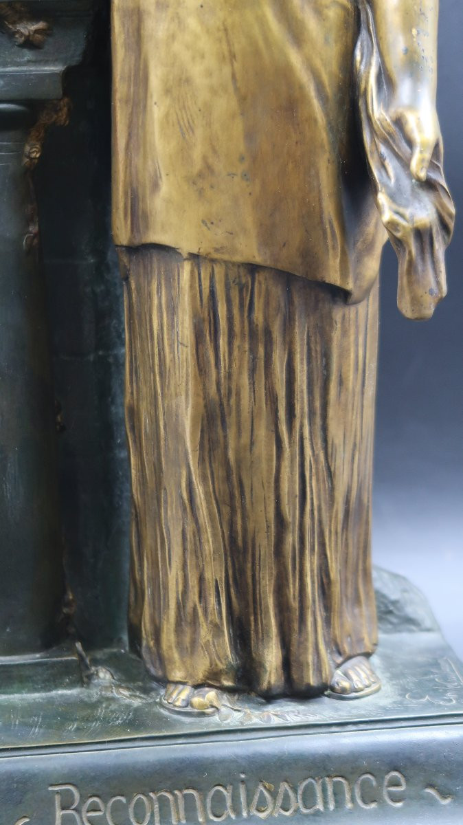 sculpture bronze  femme drapé à l'antique Emile Guillaume "reconnaissance"-photo-4