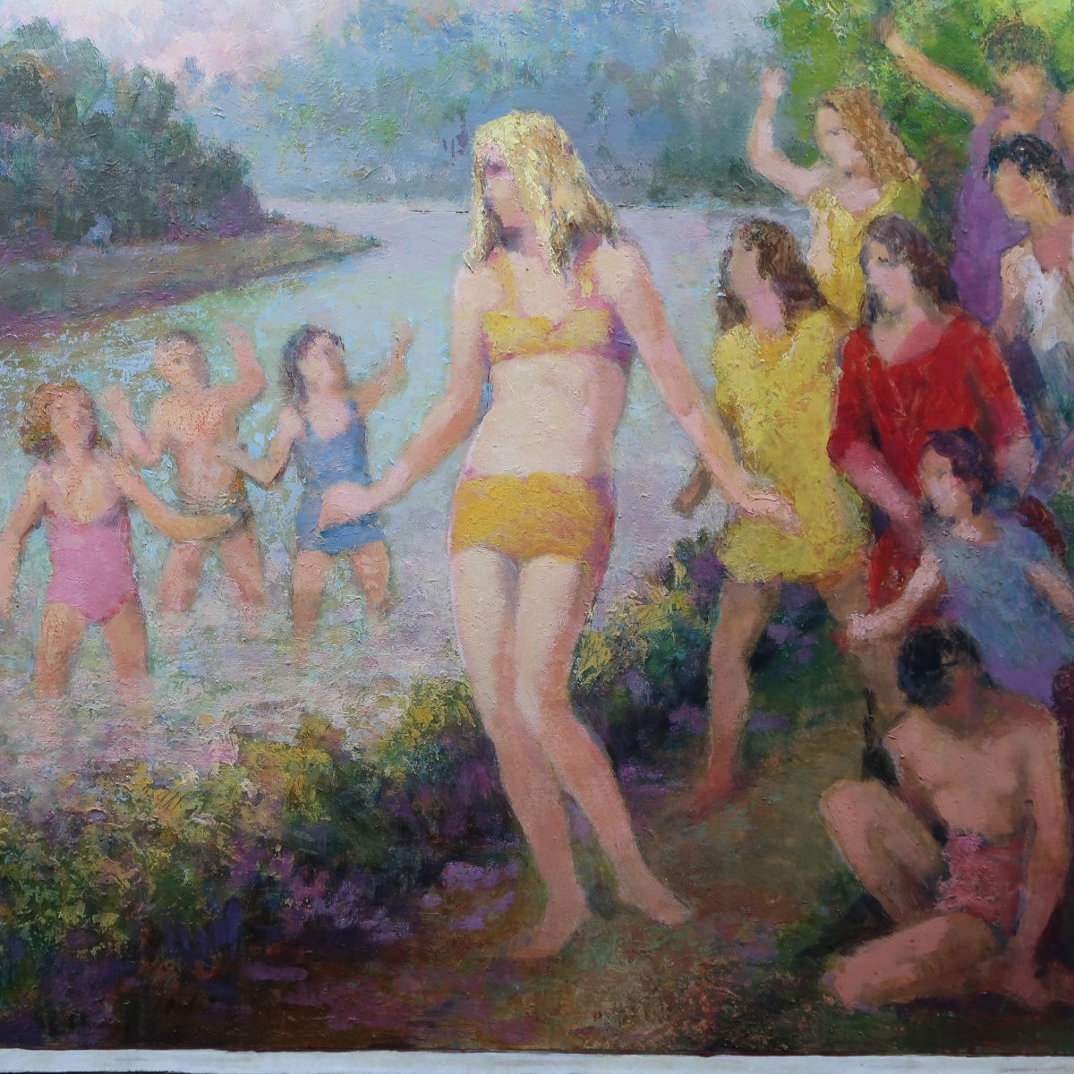 Henri Laffite la Baignade huile sur toile-photo-2