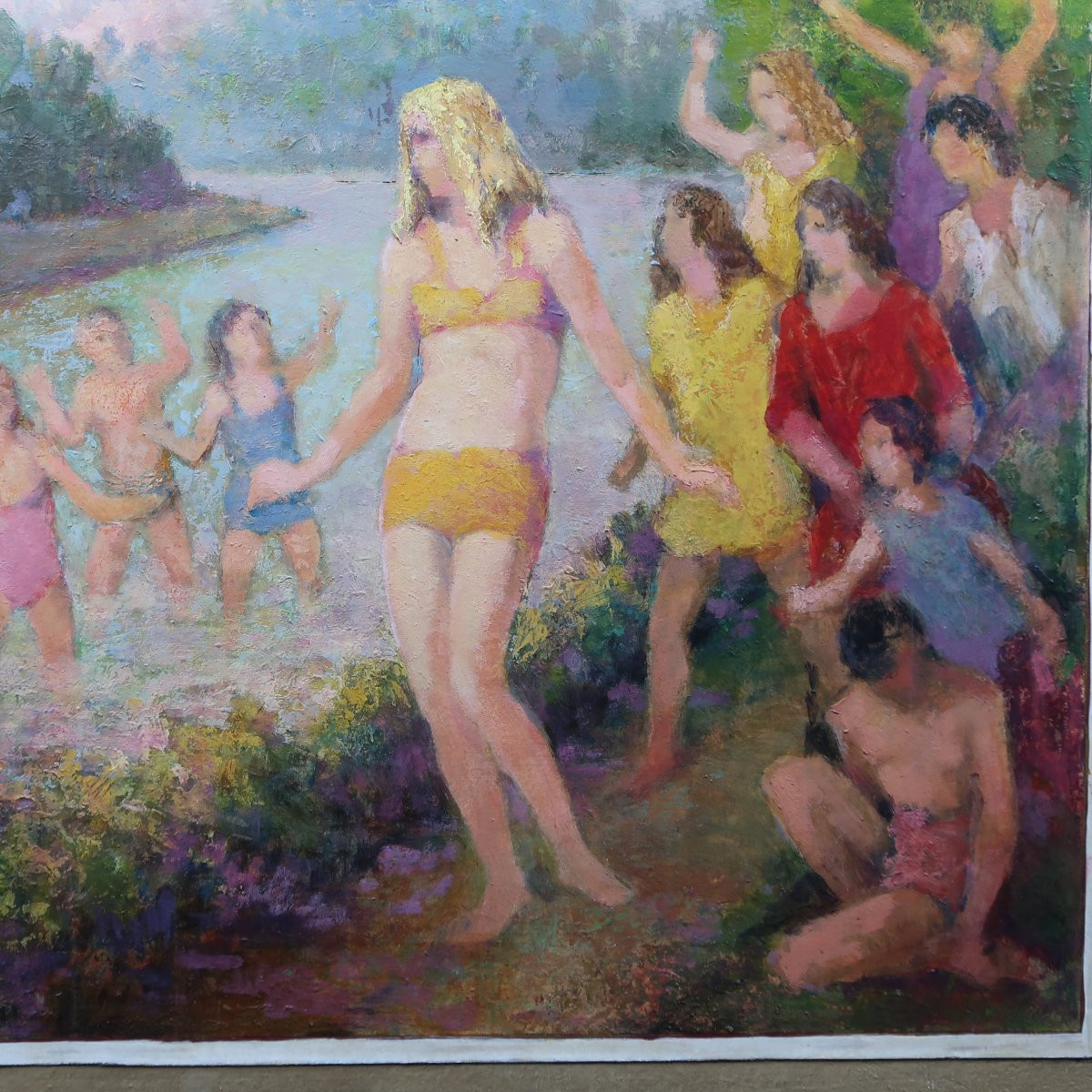 Henri Laffite la Baignade huile sur toile-photo-3
