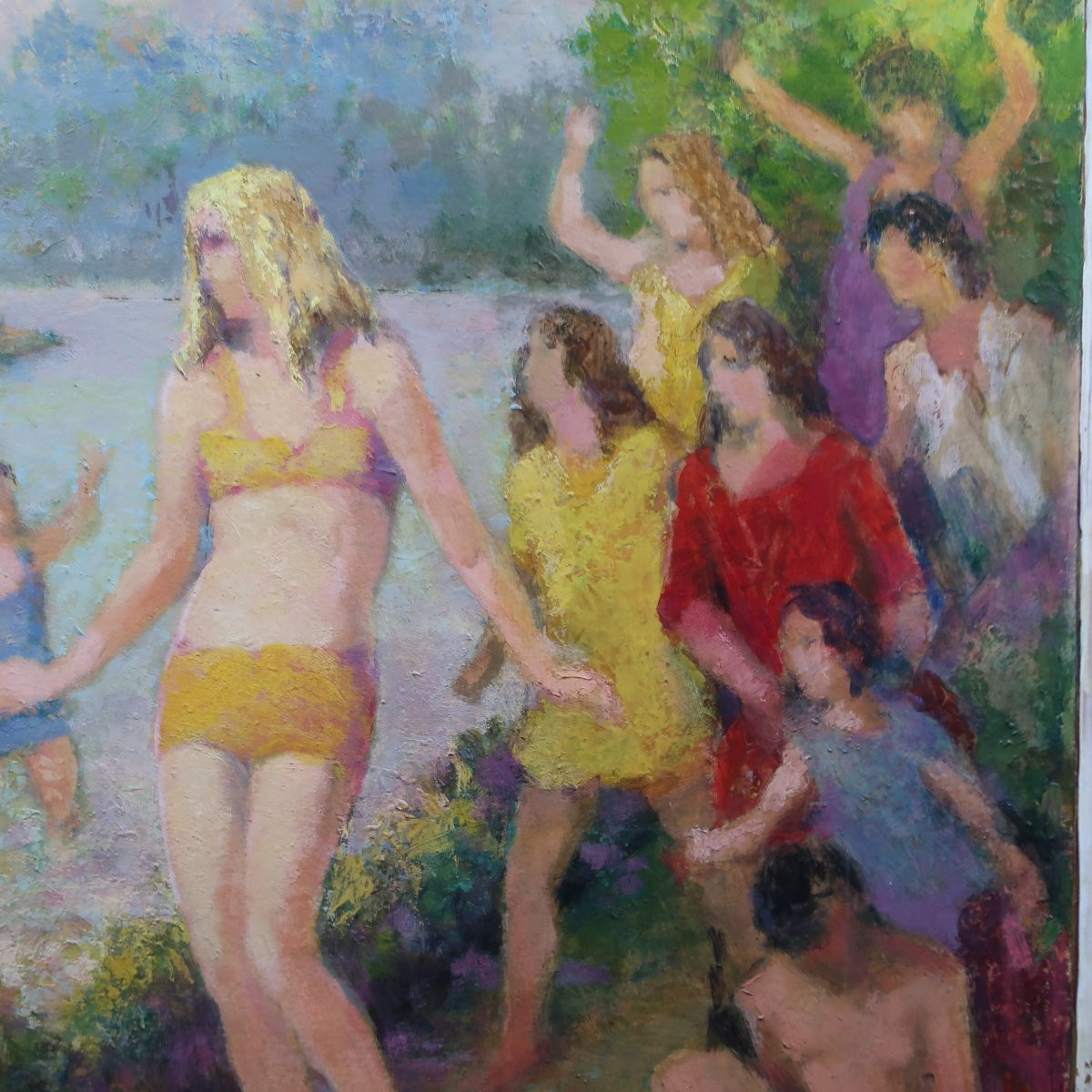 Henri Laffite la Baignade huile sur toile-photo-4