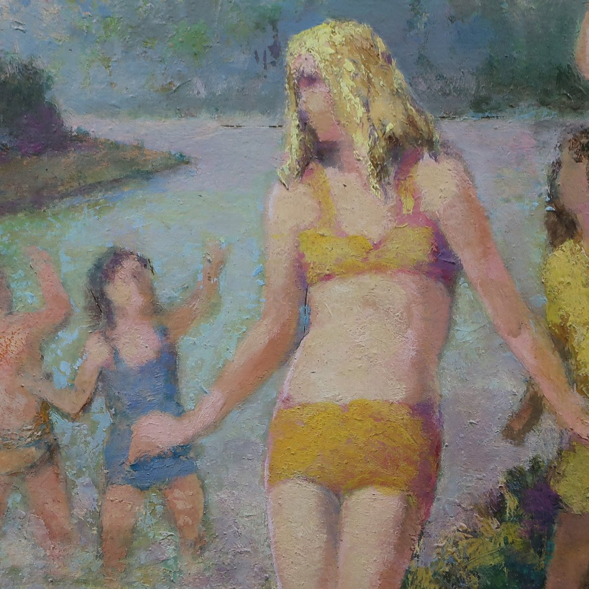 Henri Laffite la Baignade huile sur toile-photo-2