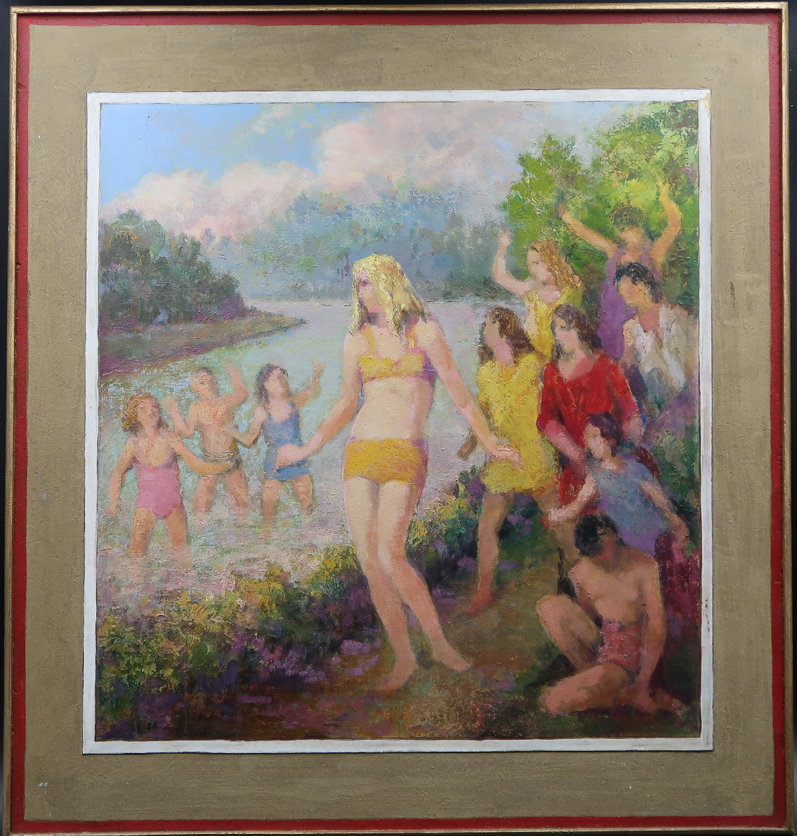 Henri Laffite la Baignade huile sur toile