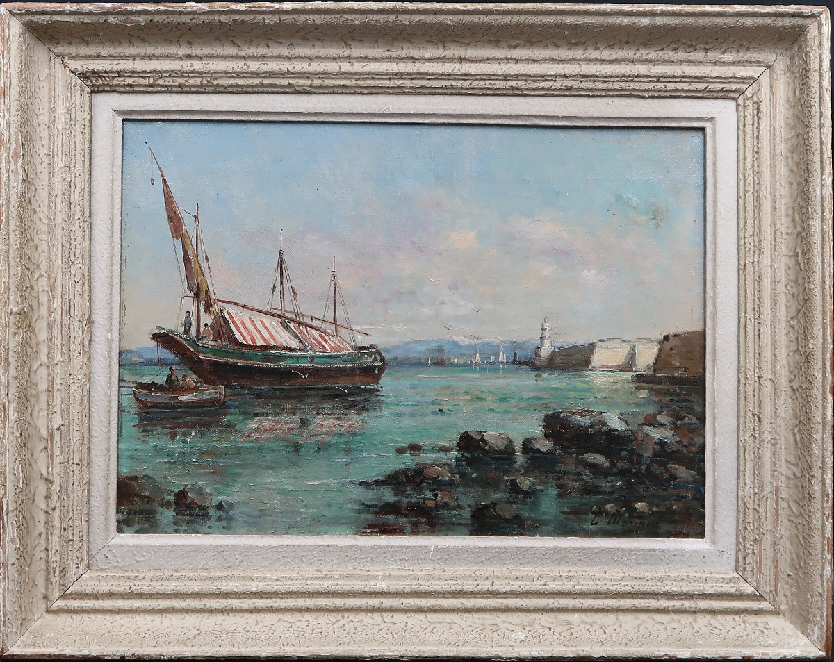 tableau ancien marine marseille vieux port phare Gustave Mascart