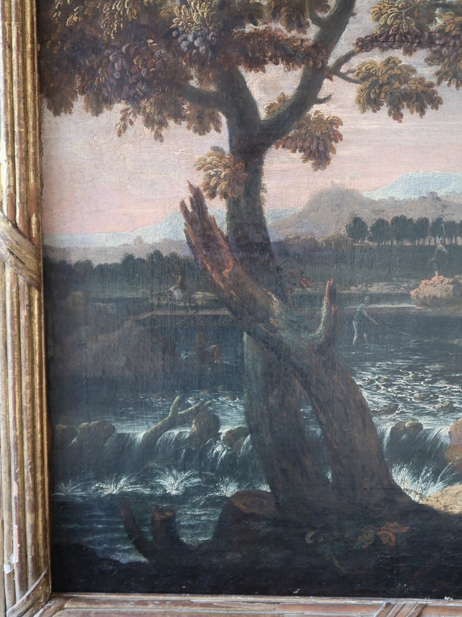 tableau huile sur toile Bacchus paysage mythologie XVIIIème romantique école italienne-photo-2